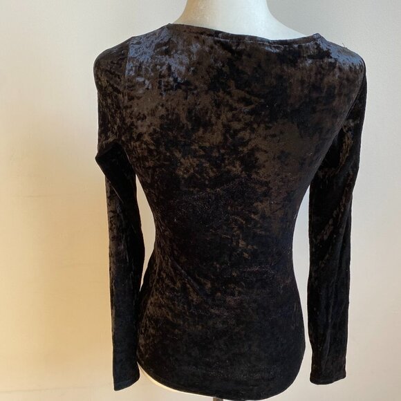 TROUVE BNWOT Black Crushed Velvet Top Sz Medium New Sweetheart Faux Wrap - Picture 4 of 8